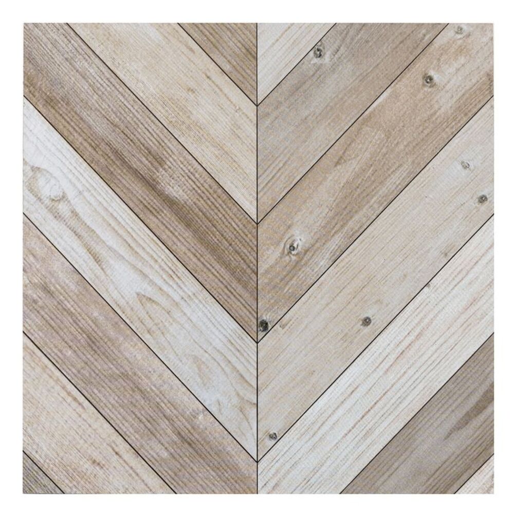 Retro 12" x 12" Self Adhesive Floor Tiles 629 Whitewash Chevron, 20 Tiles/box